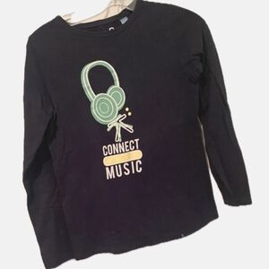 Kids Black Long Sleeve Music Tee